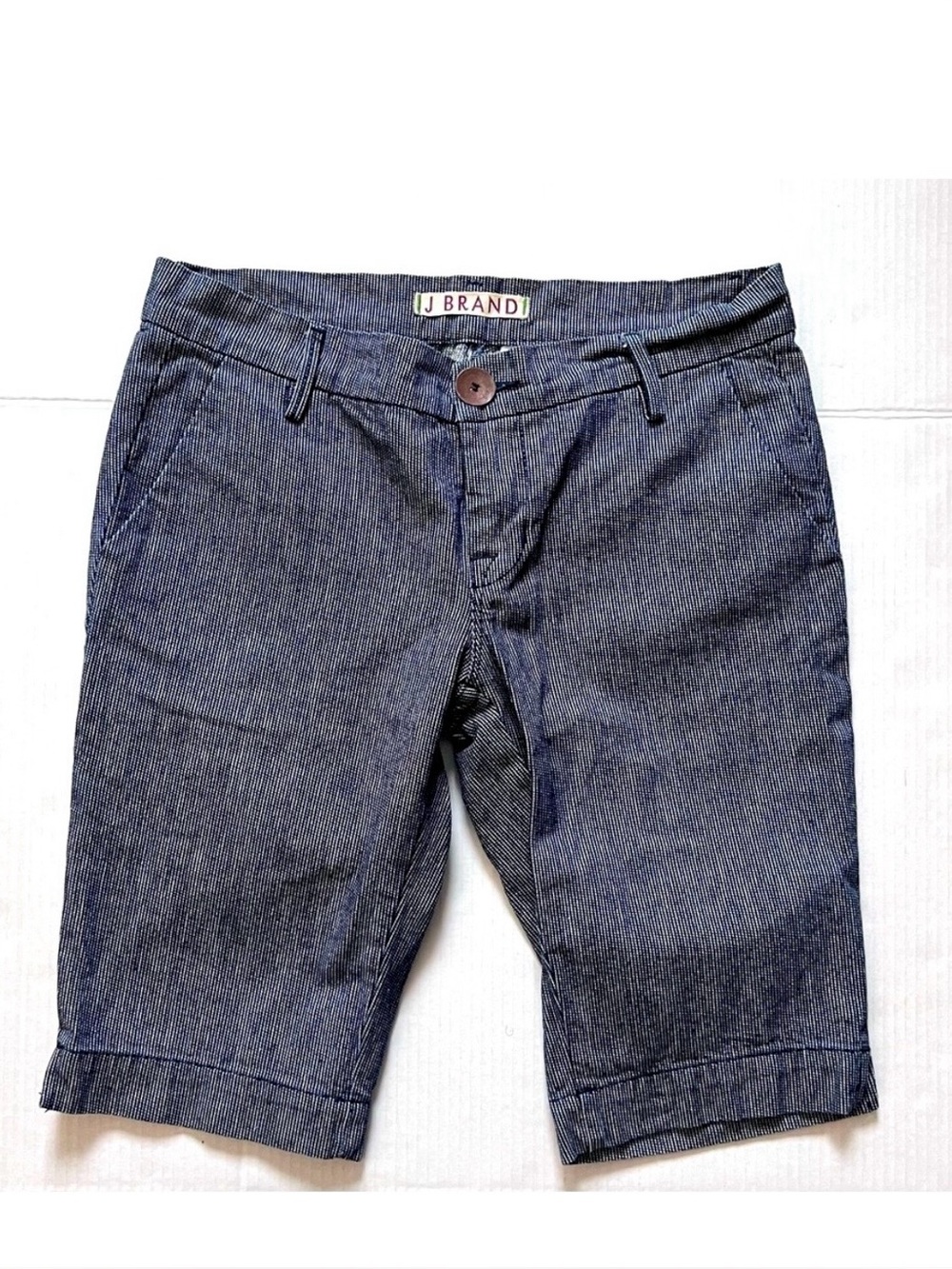 J Brand Men’s Denim Bermuda Shorts Pinstripe SZ 27 Preppy Vacation Classic